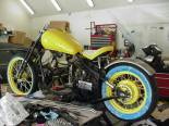 I wanted to retain the original Vulcan rear wheel because it had the drum brake.  Since this was an old school bobber I wanted to use the old style drum brake.  Besides......it was real EZ to make it fit.  