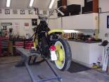 As you can see thew bike is basically together but doesn't run. I'm trying to get the clutch installed and adjusted. 