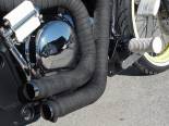 The business end of the pipes.  The 4" baffles sure help my ears but the tone still sounds good. This is also another shot of the kicker pedal.  Is it real??  LOL. 