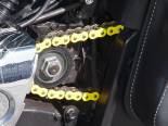 I got 50-55 miles per gallon on the trip to Daytona and back.  I'm using a 17t front sprocket and a 37t rear. This combo REALLY lowers the RPM's on the highway and the result was great gas mileage even though we were running 80 MPH.  Being as light as the Bobber is I never felt any loss of power on the take off either. 